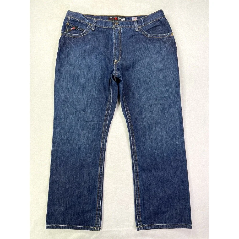 Ariat FR M4 Low Rise Boot Cut Jeans Mens 38x30 Blue Flame Resistant Denim